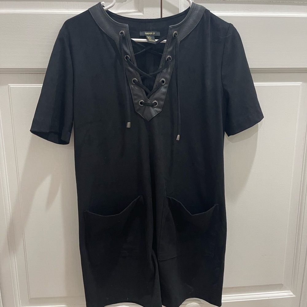 Forever 21 Black Suede T-Shirt Dress